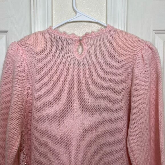 Vintage Dana Ashley 80’s Soft Pink Lace and Pearl Embellished Sweater Size S - Picture 10 of 13